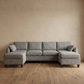 Sfeerco Modular L-Shaped Sectional Sofa 6-Seat Chenille Cloud Couch with Storage Ottoman Dark Grey Living Room