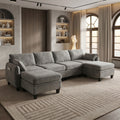 Sfeerco Modular L-Shaped Sectional Sofa 6-Seat Chenille Cloud Couch with Storage Ottoman Dark Grey Living Room