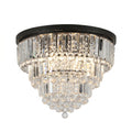 Sfeerco Modern Crystal Flush Mount Ceiling Light 6-Light K9 Crystal Chandelier Black 19.7 Inch Living Room Dining Room Bedroom