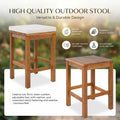 Sfeerco Outdoor Acacia Wood Bar Set 5-Piece Bar Height Table and 4 Cushioned Stools Beige Natural Wood Patio