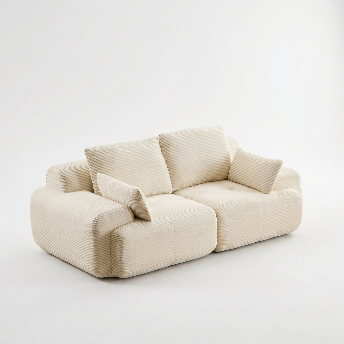 Sfeerco Modular Cloud Loveseat 2-Seat Corduroy Memory Foam Extra Deep Sectional Pet-Friendly No Assembly Required Beige Living Room