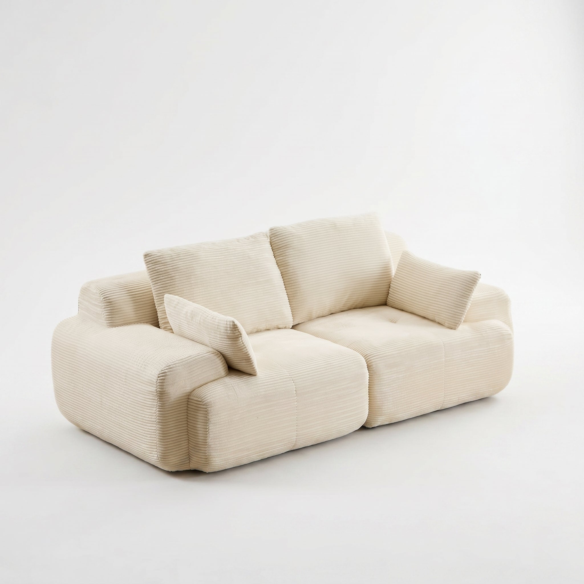 Sfeerco Modular Cloud Loveseat 2-Seat Corduroy Memory Foam Extra Deep Sectional Pet-Friendly No Assembly Required Beige Living Room