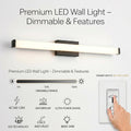 Sfeerco Modern LED Vanity Light Bar 41" Matte Black Over Mirror Bathroom Fixture – Lino