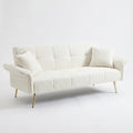 Sfeerco Convertible Futon Sofa Bed 2-Seat Velvet with Folding Armrests Adjustable Backrest Living Room