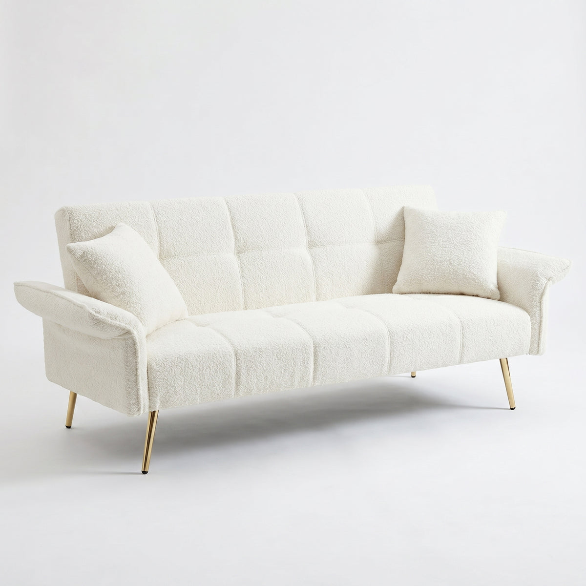 Sfeerco Convertible Futon Sofa Bed 2-Seat Velvet with Folding Armrests Adjustable Backrest Living Room
