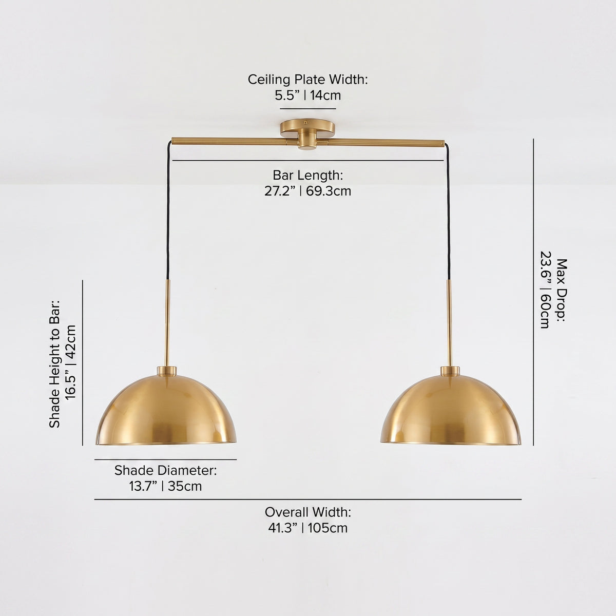 Sfeerco Industrial Double Pendant Light 41" Adjustable Copper Finish E26 – Duo