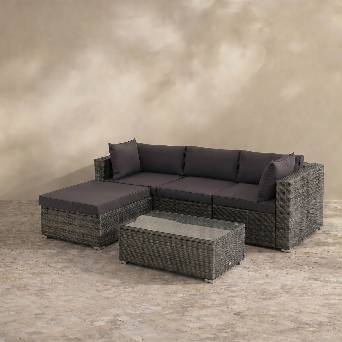 Sfeerco Outdoor Wicker Patio Sofa Set 5-Piece Gray – Grove