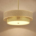 Sfeerco Woven Rattan Linen Semi Flush Mount Ceiling Light 17.7" Gold – Cana