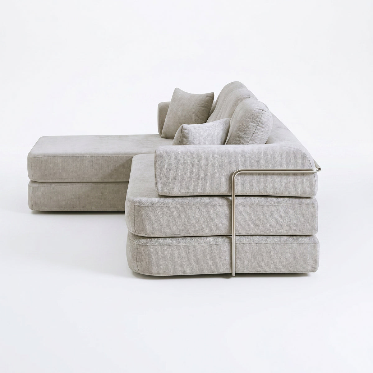 Sfeerco Modular Sectional Sofa with Chaise 3-Seat Boneless Chenille Memory Foam Deep Seat No Assembly Required Light Grey Living Room