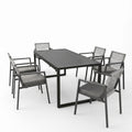 Sfeerco Outdoor Aluminum Rope Dining Chair Set of 2 with Cushions Patio Armchair Black Grey — Kova