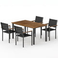 Sfeerco Outdoor Acacia Wood Patio Dining Set 4-Piece Rectangle Table 59 Inch Stackable Chairs — Vega
