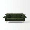 Sfeerco Convertible Futon Sofa Bed 2-Seat Velvet with Folding Armrests Adjustable Backrest Living Room