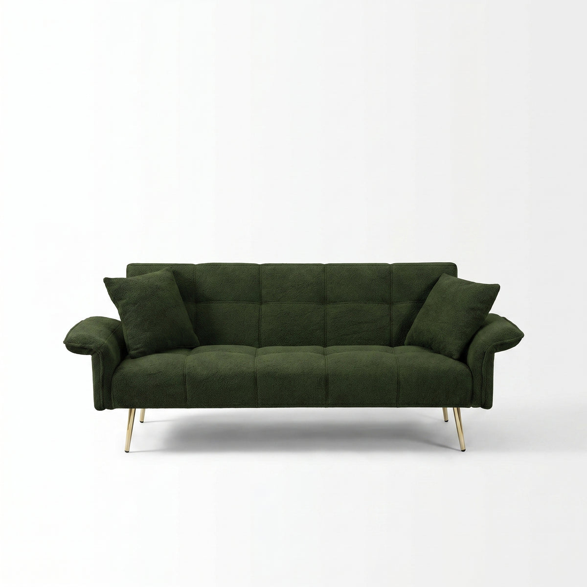 Sfeerco Convertible Futon Sofa Bed 2-Seat Velvet with Folding Armrests Adjustable Backrest Living Room