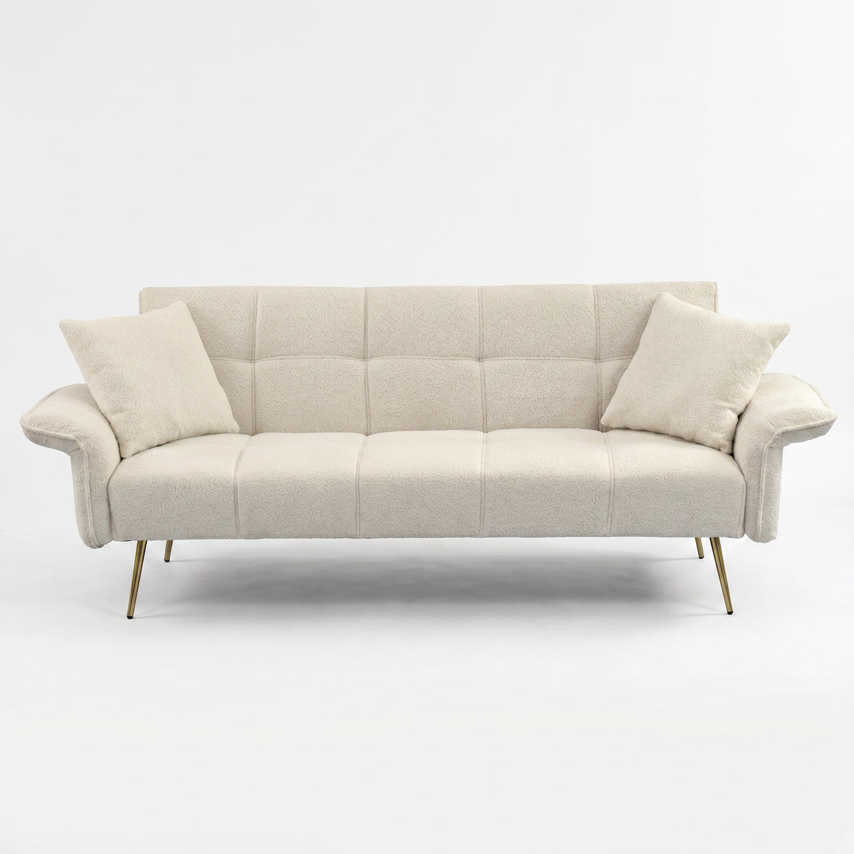 Sfeerco Convertible Futon Sofa Bed 2-Seat Velvet with Folding Armrests Adjustable Backrest Living Room