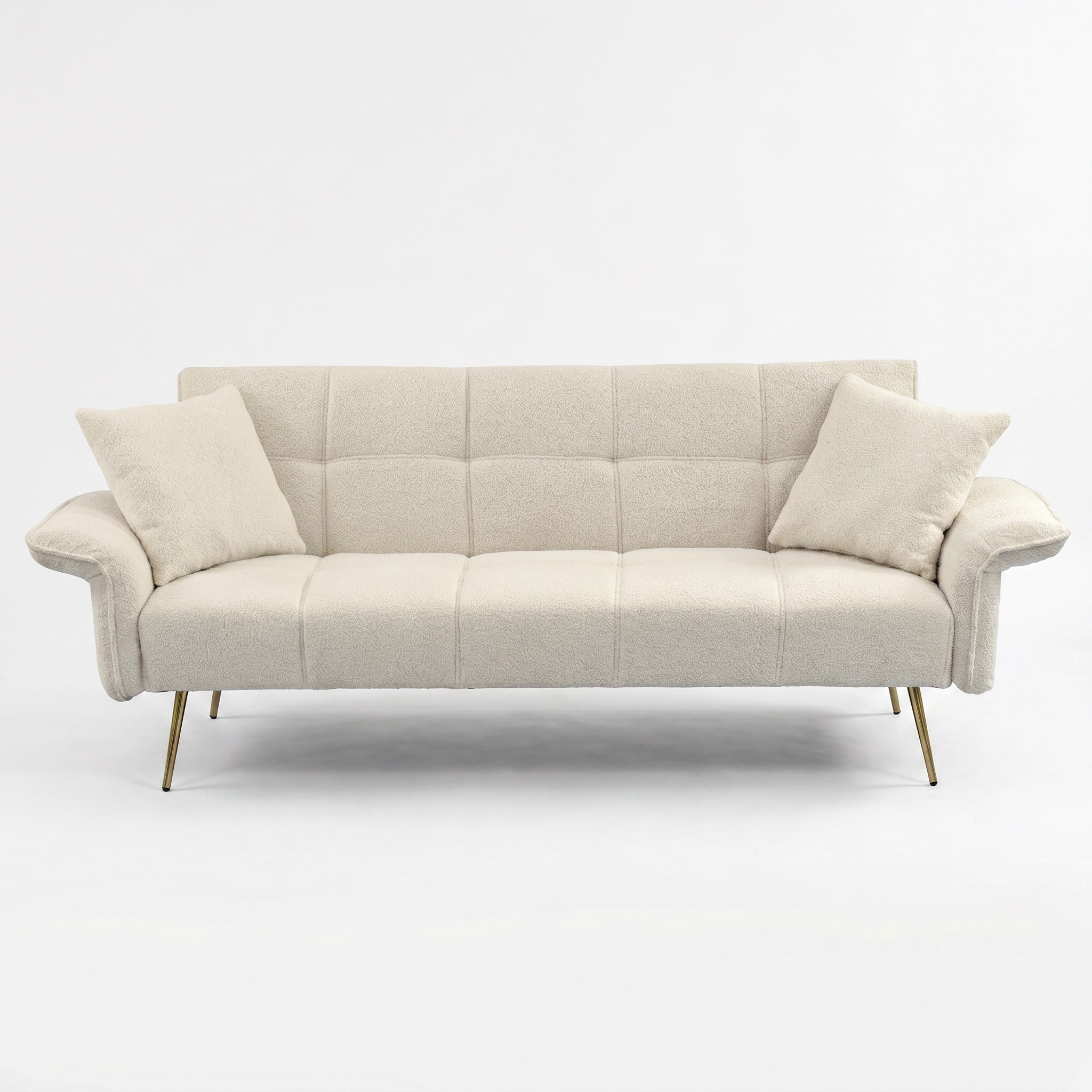 Sfeerco Convertible Futon Sofa Bed 2-Seat Velvet with Folding Armrests Adjustable Backrest Living Room