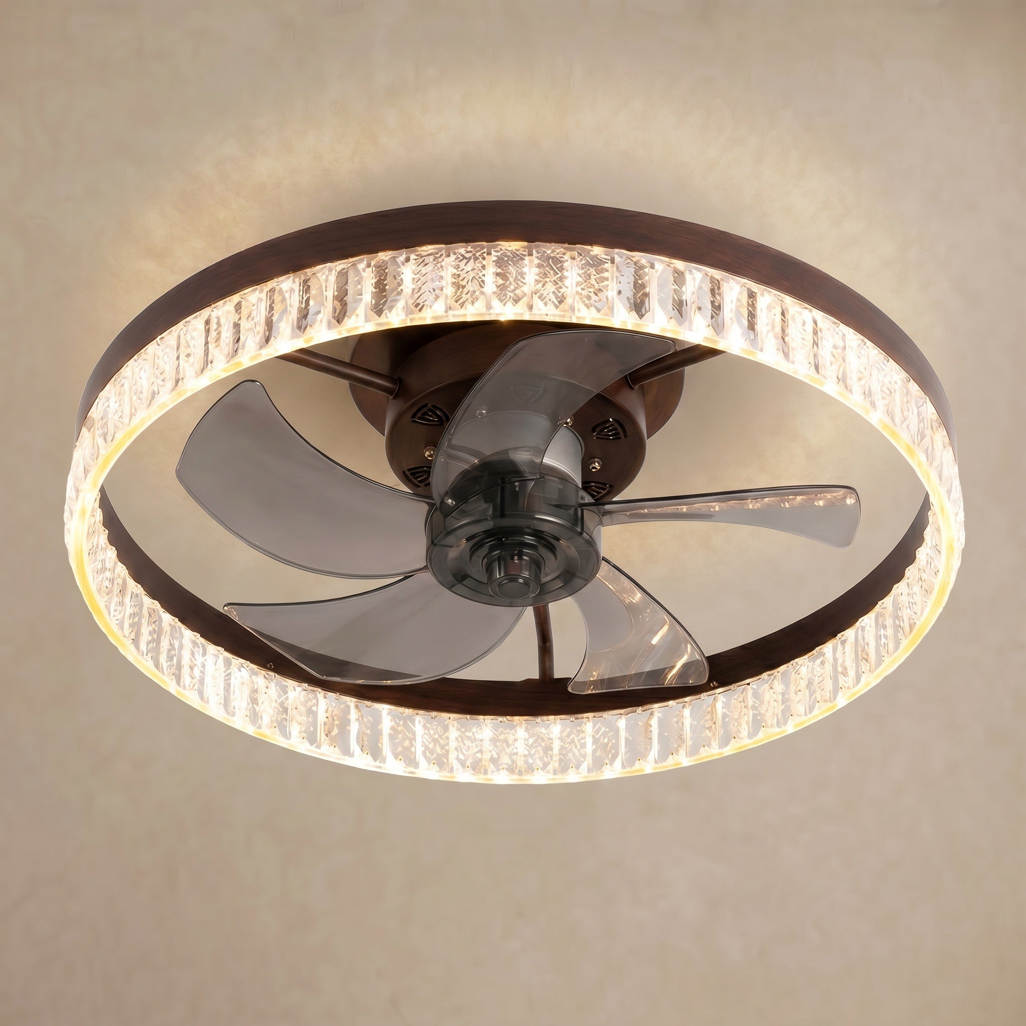 Sfeerco Flush Mount Crystal LED Ceiling Light with Fan 20" Dimmable – Cristal