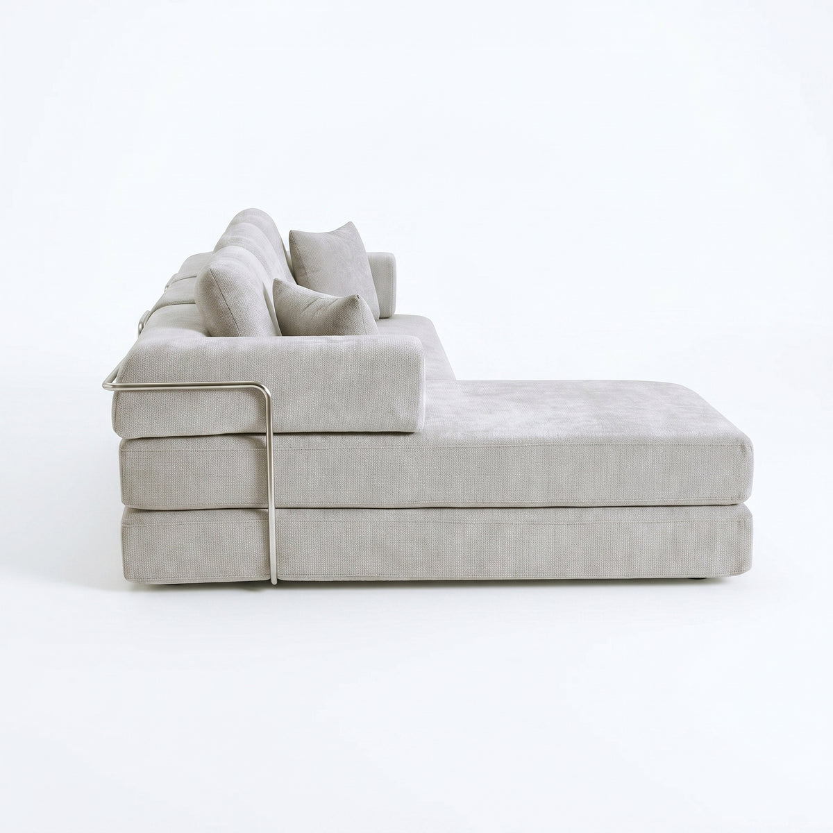 Sfeerco Modular Sectional Sofa with Chaise 3-Seat Boneless Chenille Memory Foam Deep Seat No Assembly Required Light Grey Living Room