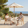 Sfeerco Outdoor Acacia Wood Dining Chair Set of 2 with Water-Resistant Cushions Teak Finish — Hera
