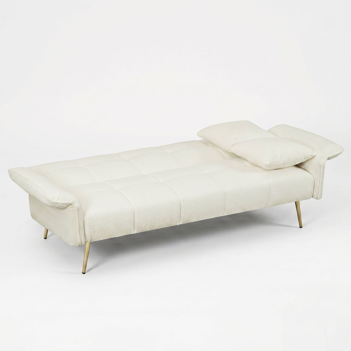 Sfeerco Convertible Futon Sofa Bed 2-Seat Velvet with Folding Armrests Adjustable Backrest Living Room