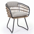 Sfeerco Outdoor Rattan Dining Chair Set of 2 with Cushions PE Wicker Armchair Beige — Cavo