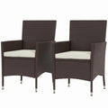 Sfeerco Outdoor Rattan Wicker Dining Chair Set of 2 with Cream Cushion Stackable Dark Coffee Patio