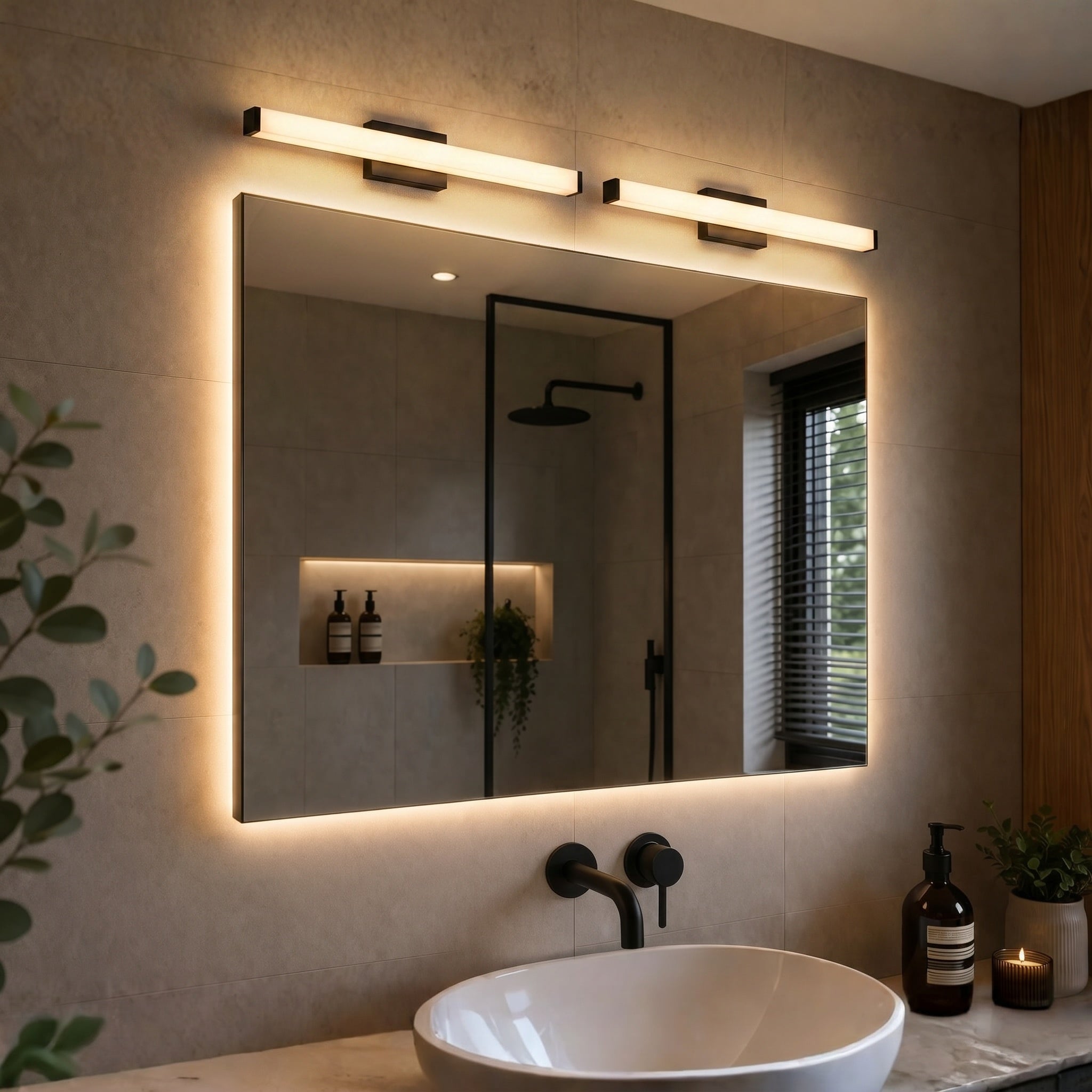 Sfeerco Modern LED Vanity Light Bar 41" Matte Black Over Mirror Bathroom Fixture – Lino