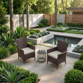 Sfeerco Outdoor Rattan Wicker Dining Chair Set of 2 with Cream Cushion Stackable Dark Coffee Patio