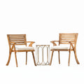 Sfeerco Outdoor Acacia Wood Dining Chair Set of 2 with Water-Resistant Cushions Teak Finish — Hera