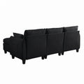 Sfeerco Modular L-Shaped Sectional Sofa 4-Seat Chenille Cloud Couch with Storage Ottoman Black Living Room