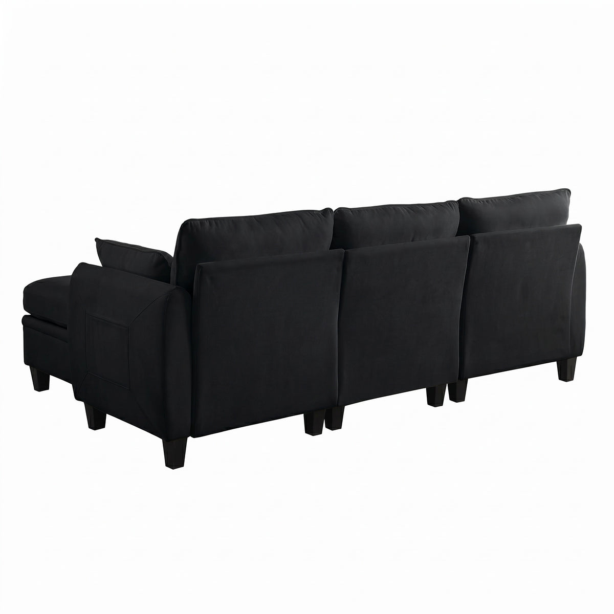 Sfeerco Modular L-Shaped Sectional Sofa 4-Seat Chenille Cloud Couch with Storage Ottoman Black Living Room