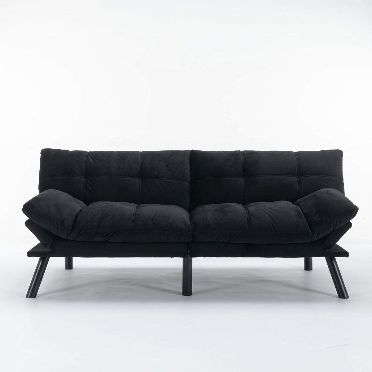Sfeerco Convertible Folding Sofa Bed 2-Seater Twin Adjustable Backrest and Armrest Black Modern Living Room
