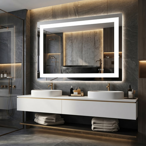 Sfeerco Anti-Fog LED Bathroom Mirror 36x48" Dual Light Backlit & Front Lit Three-Tone Dimmable – Lumo