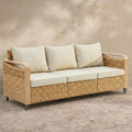 Sfeerco Outdoor Rattan Wicker Patio Sofa 3-Seater Beige – Lune