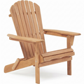 Side view of Sfeerco Aspen solid hemlock wood folding Adirondack chair showing high backrest and wide armrests
