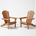 Sfeerco Aspen 2-piece folding wooden Adirondack chair set in light brown on white background