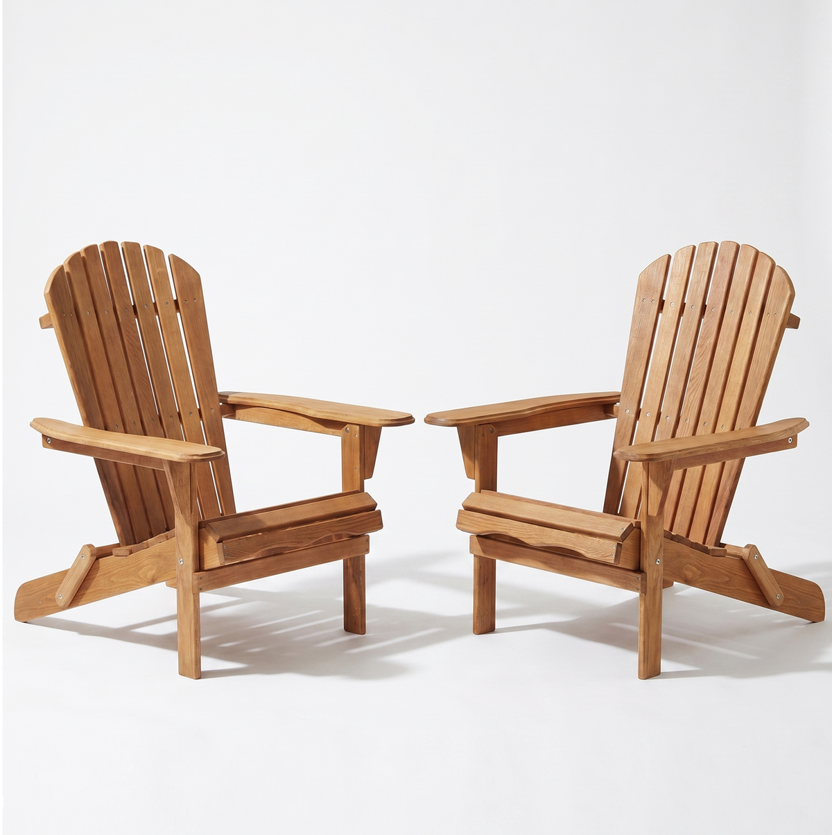 Sfeerco Aspen 2-piece folding wooden Adirondack chair set in light brown on white background
