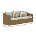 Sfeerco Bryne 3-seater outdoor wicker sofa dimensions diagram 79.1 inches wide with measurement details