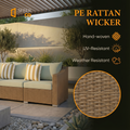 Sfeerco Bryne PE rattan wicker infographic showing hand-woven UV resistant and weather resistant material