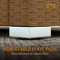 Sfeerco Bryne outdoor sofa adjustable foot pads detail keeping furniture balanced on uneven floor