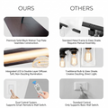 Product dimensions diagram of Sfeerco Casto 51-inch LED pendant light showing adjustable height range and black walnut acrylic components
