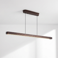 Sfeerco Casto 51-inch walnut wood LED pendant light in black walnut finish on white background