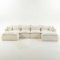 Sfeerco Cumulo oversized modular cloud sectional sofa with 2 ottomans in antique white velvet studio shot