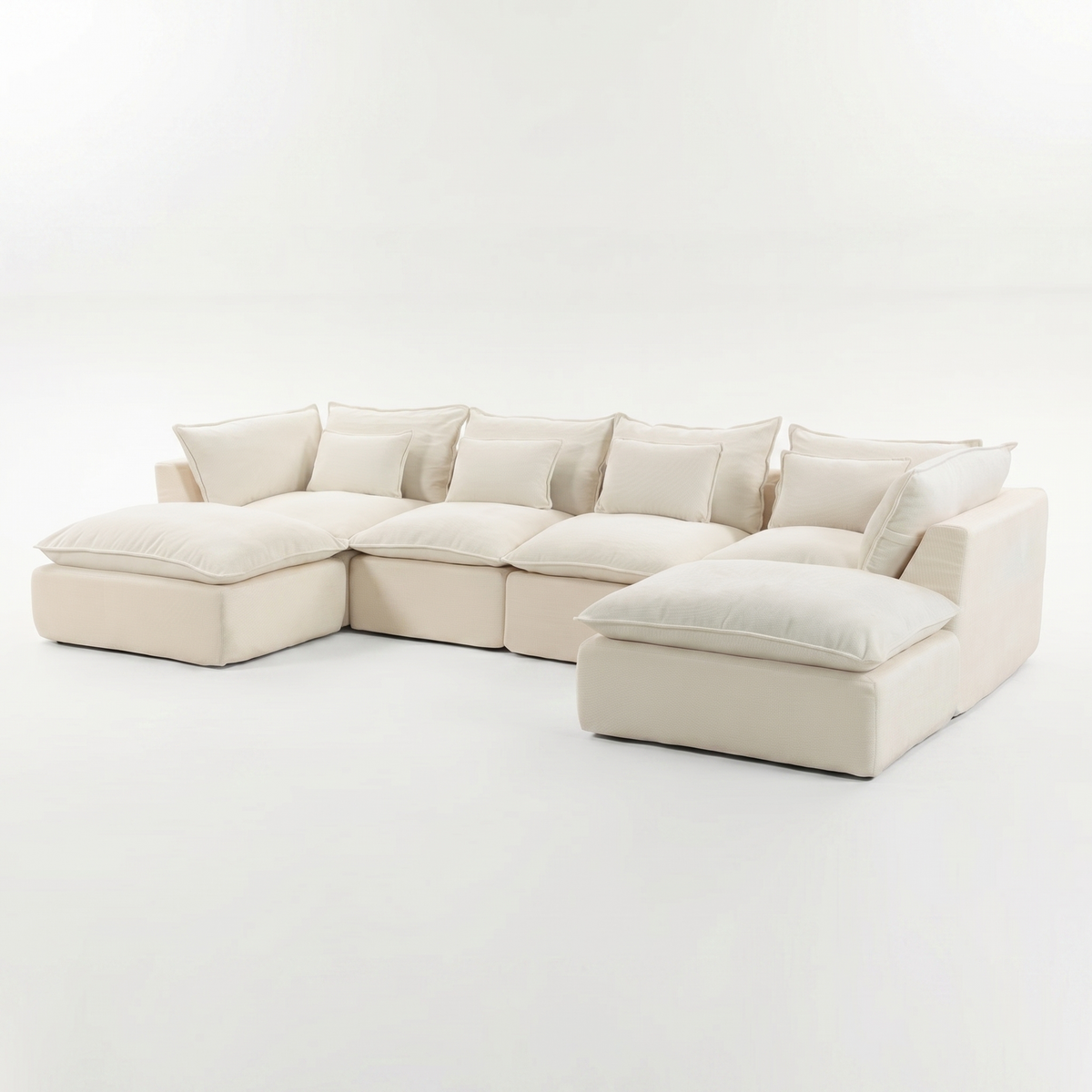 Sfeerco Cumulo 4-seat modular cloud sofa with ottomans overhead angle view antique white white background
