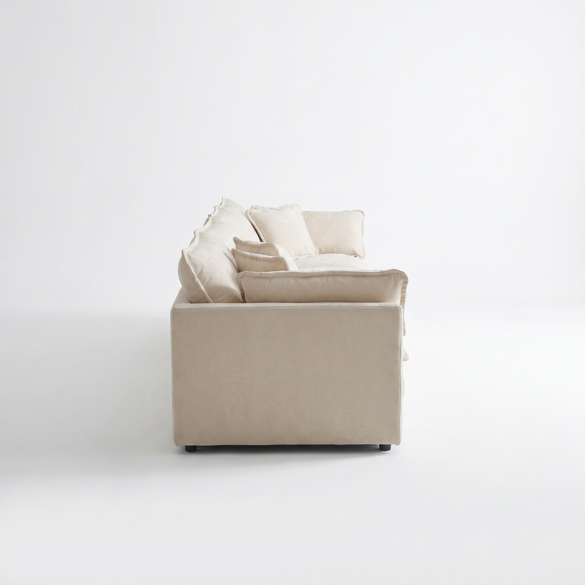 Sfeerco Dune 4-seat chenille sofa side profile view showing depth and cushion thickness white background