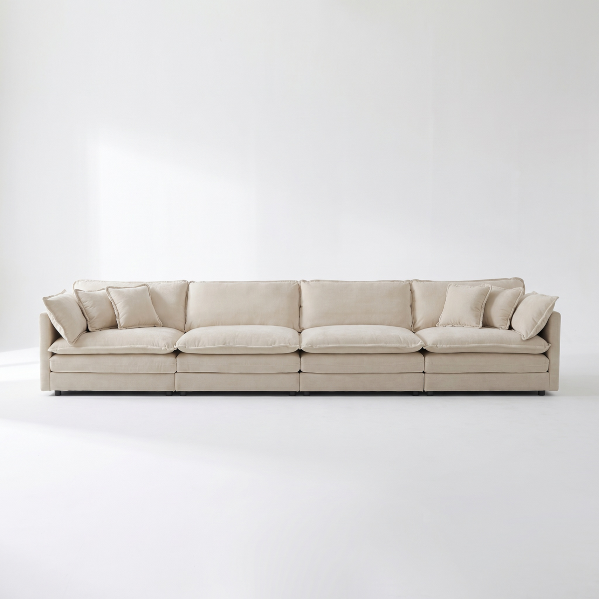 Sfeerco Dune modular 4-seat chenille sectional sofa beige solid wood frame studio white background