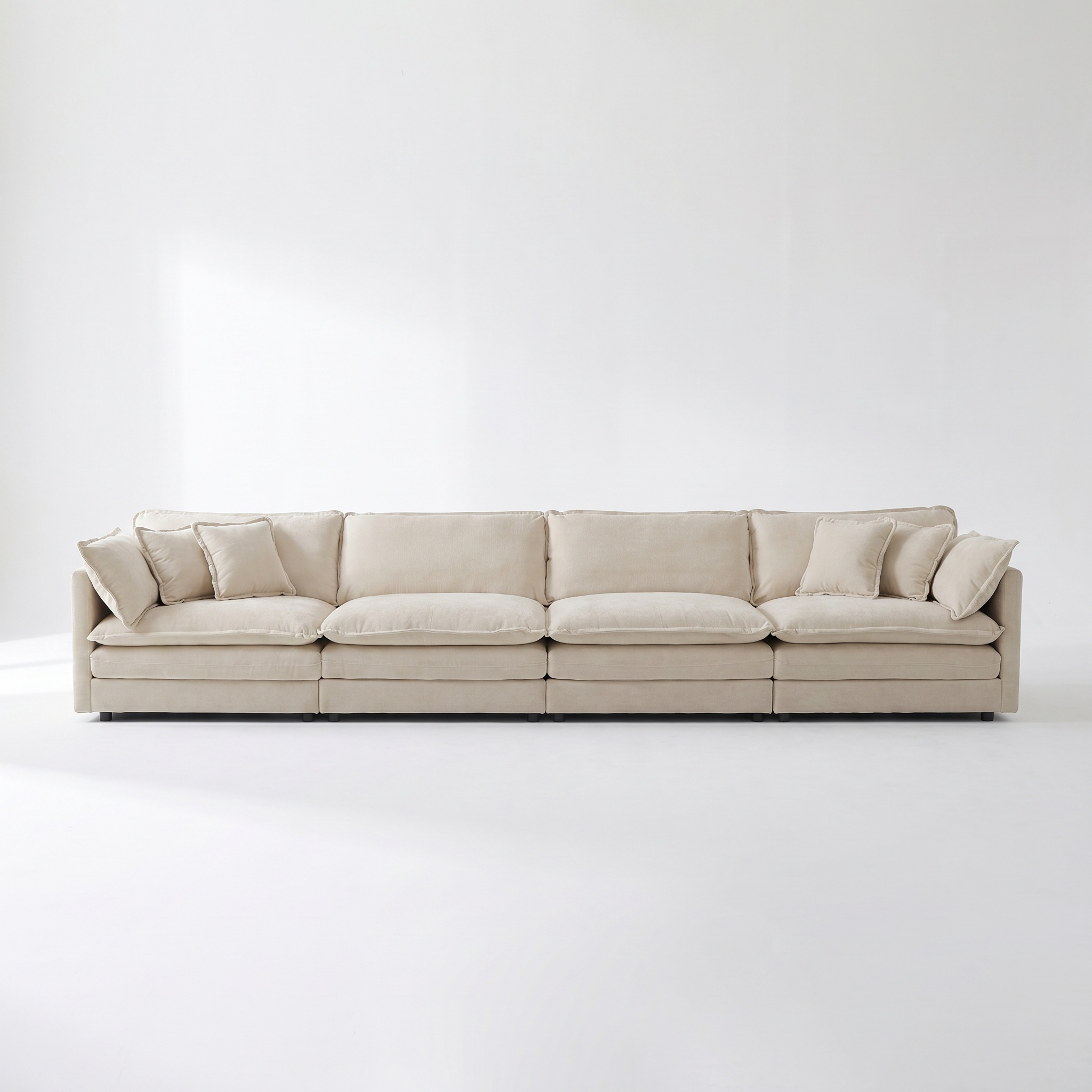 Sfeerco Dune modular 4-seat chenille sectional sofa beige solid wood frame studio white background