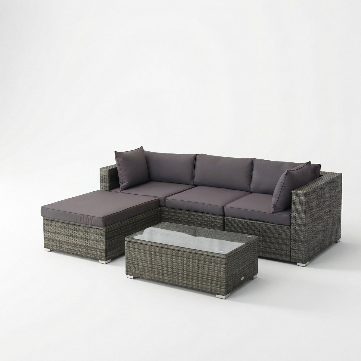 Sfeerco Grove 5-piece wicker sectional patio sofa set charcoal gray modern luxury outdoor view