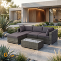 Sfeerco Grove 5-piece wicker sectional patio sofa set charcoal gray modern luxury outdoor