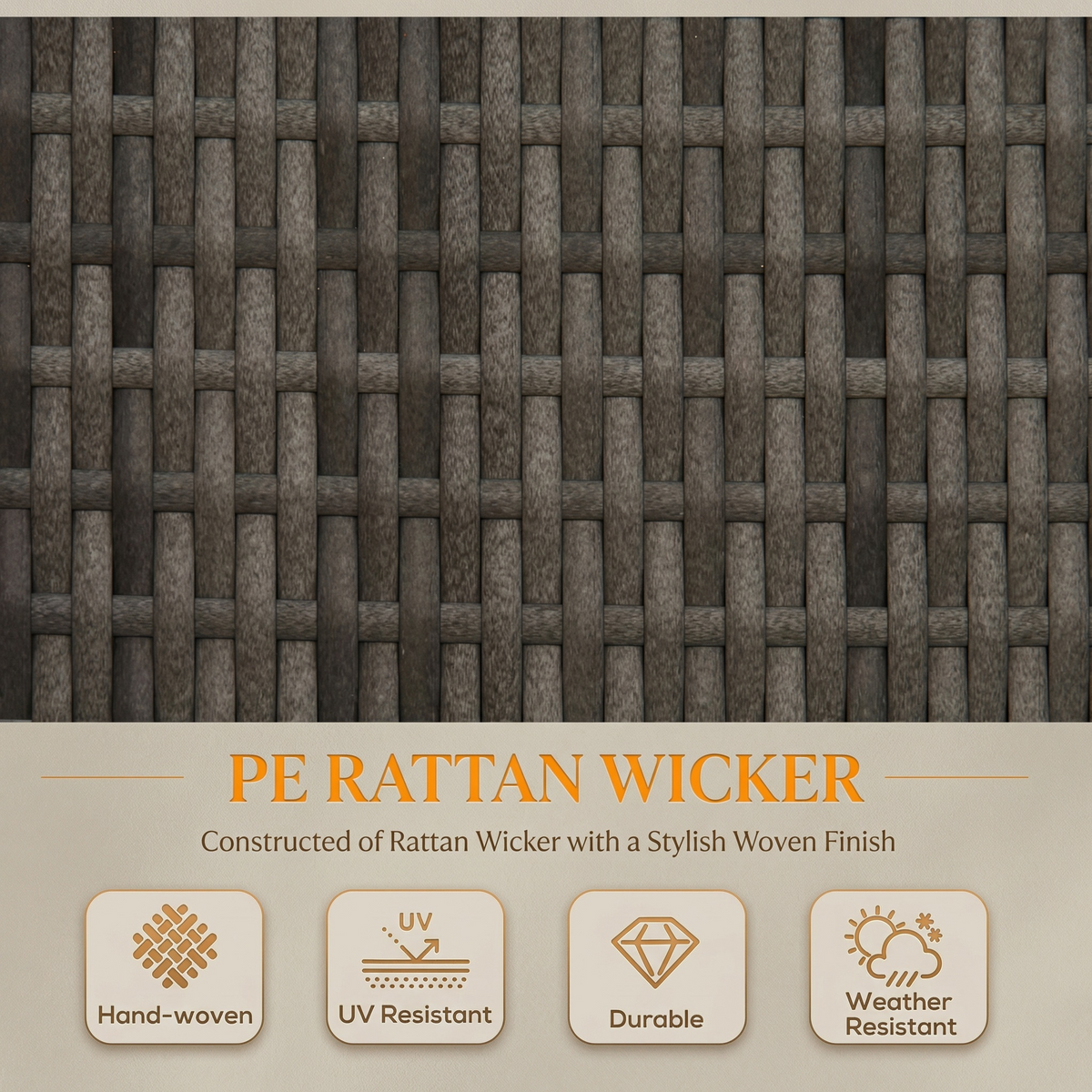 Sfeerco Grove PE rattan wicker weave hand woven UV resistant durable weather resistant gray
