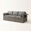 Sfeerco Haven 3-seater wicker patio sofa deep seating gray cushions modern setting